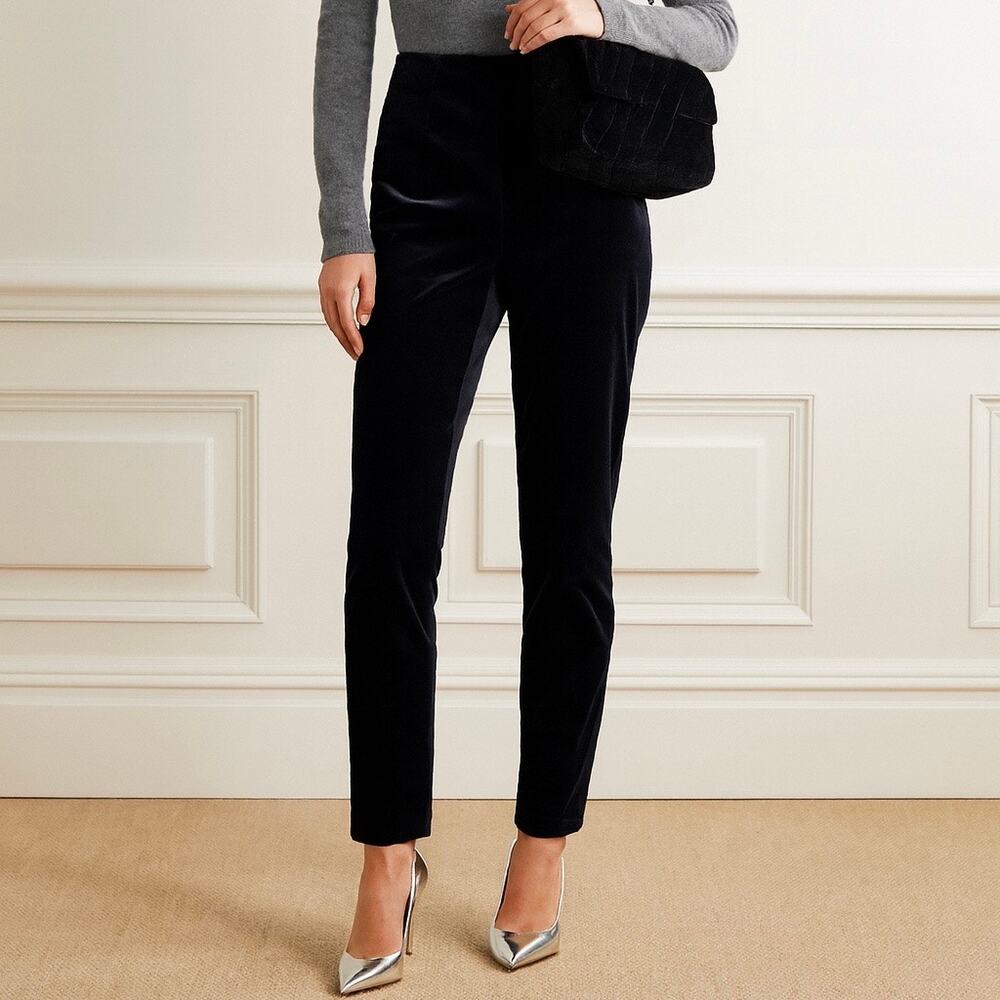 Escada Black Straight Leg Velvet Pants